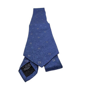 Fendi FF Monogram Blue Silk Necktie